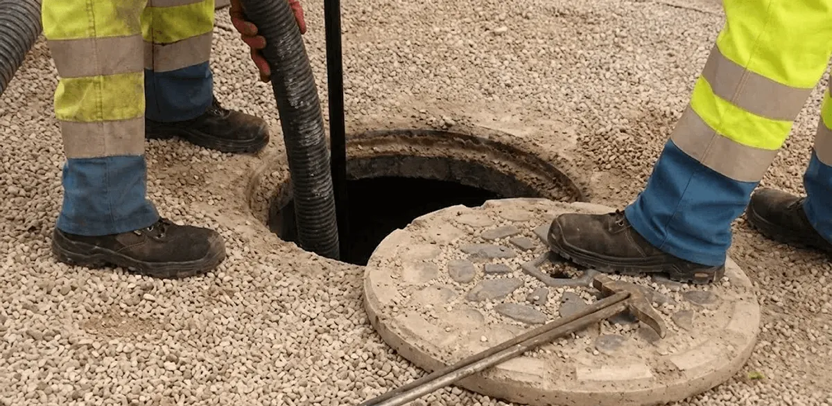 Drain cleaning crew clearing a sewer access point with professional equipment in Scottsdale, AZ